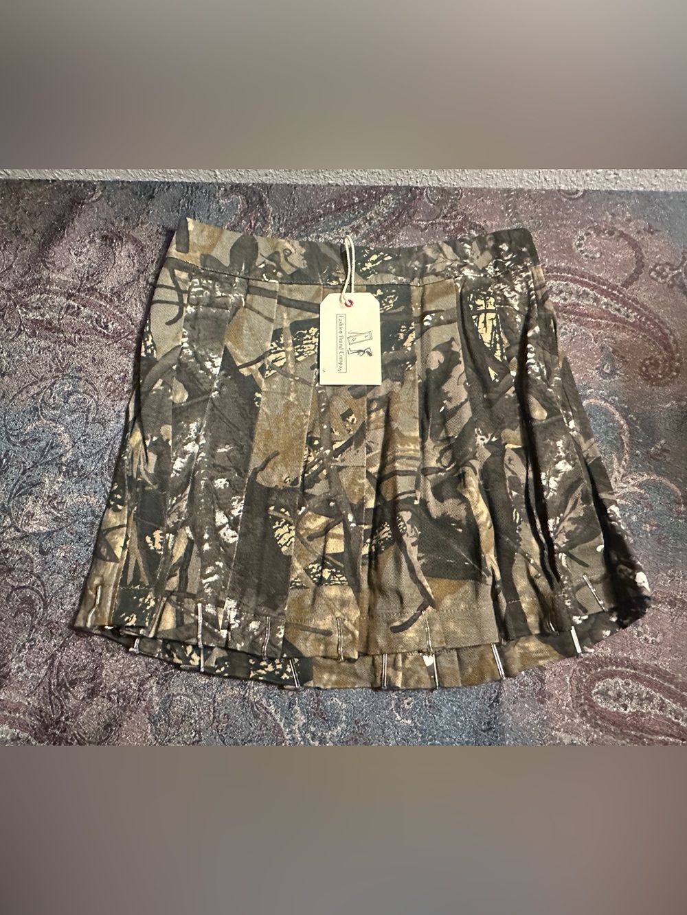XS Fashion Brand Company Forest Camo Pleated Micro Mini